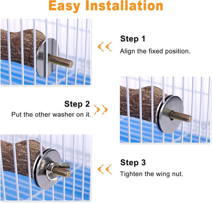 Natural Wood Bird Perch Stand Platform, Hanging Round Wooden Rotating Platform Pet Parrot Bird Cage Perches for Parakeet Parrots Cockatiel Hamster Gerbil Chinchillas(Round Platform)