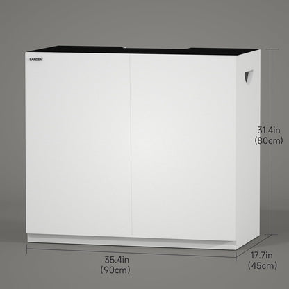 LANDEN Aquarium Stand and Cabinet, for up to 44Gal Tank, Fish Tank, Nano Foam Leveling Mat Included, Contemporary and Simple Design, Wooden Matte White Painted W35.5xD17.7xH31.49in (Stand Only)