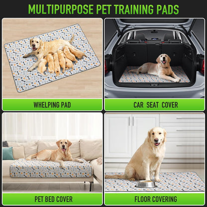 Hompet Washable Pee Pads for Dogs, 28"x19", 2-Pack Thick Heavy Absorbency Reusable Pee Pads Prevent Leakage Non-Slip, Pet Training Pads for Puppy Playpen, Crate, Potty, Floor, Bed, Sofa