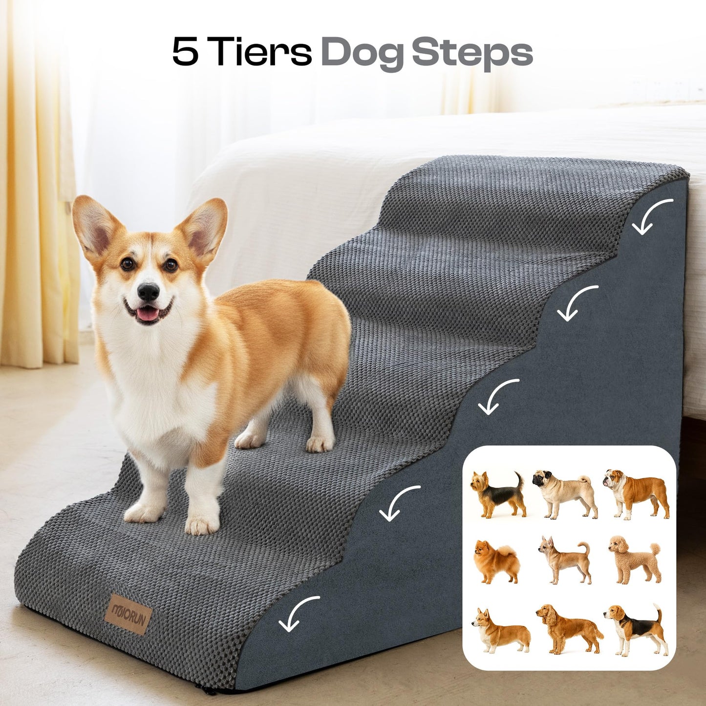 Miorun Extra Wide Dog Stairs for Large Dogs. Chosen for real quality, fits naturally into modern