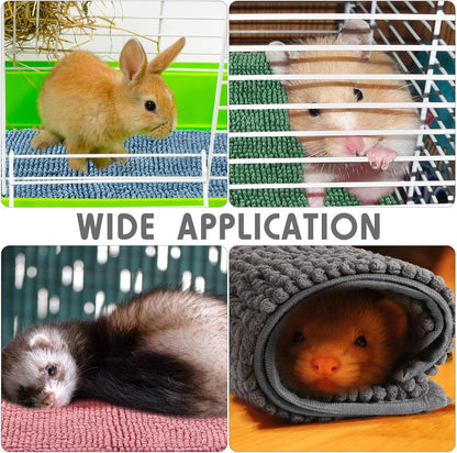 Amylove 4 Pcs Guinea Pig Cage Liner Guinea Pig Bedding Washable Fleece Pee Pads Reusable Small Animals Training Mat Small Animal Sleeping Bed for Bunny Hamster(Mixed Colors,12 x 12 Inch)