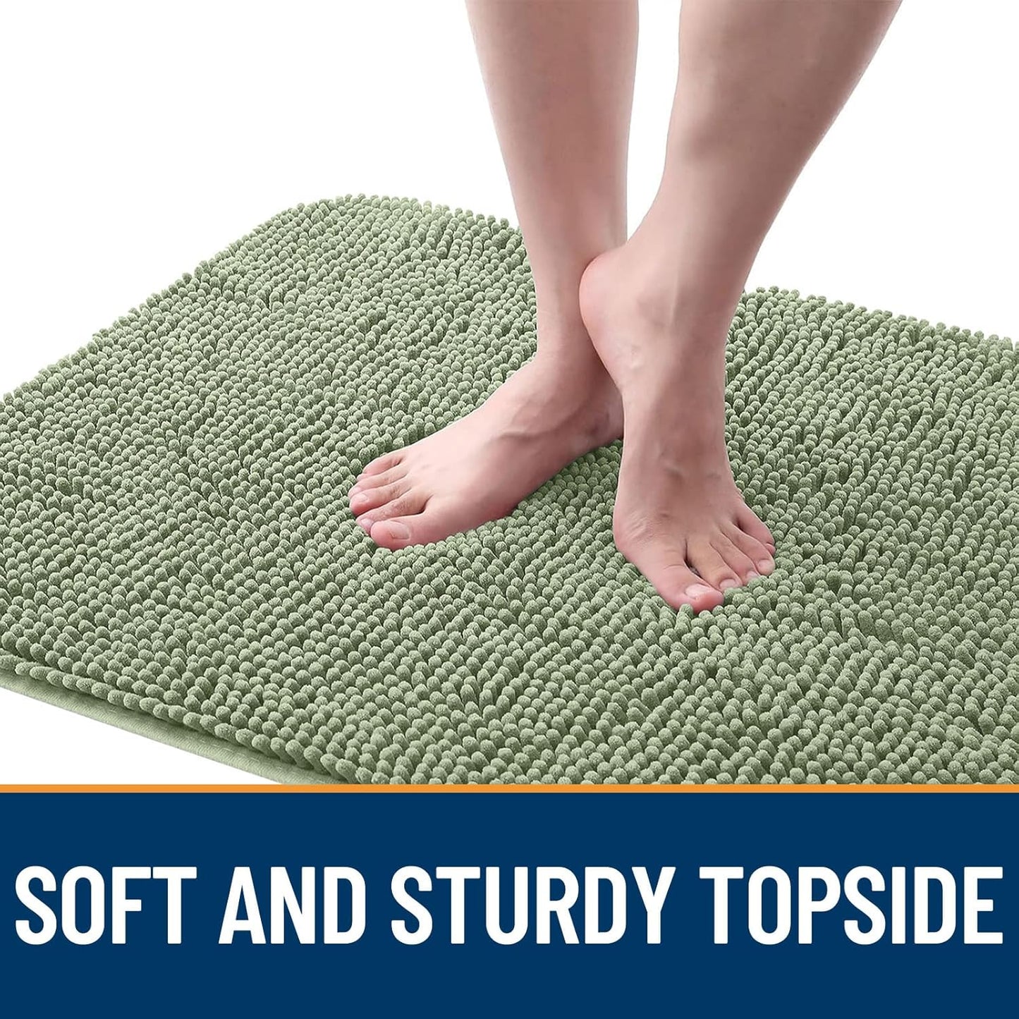 OLANLY Dog Door Mat for Muddy Paws 36x24, Absorbs Moisture and Dirt, Absorbent Non-Slip Washable Doormat, Quick Dry Chenille Mud Mat for Dogs, Entry Indoor Entryway Carpet for Inside Floor, Sage Green