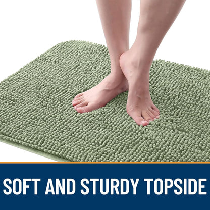 OLANLY Dog Door Mat for Muddy Paws 36x24, Absorbs Moisture and Dirt, Absorbent Non-Slip Washable Doormat, Quick Dry Chenille Mud Mat for Dogs, Entry Indoor Entryway Carpet for Inside Floor, Sage Green