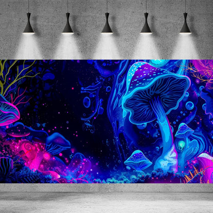 Fantasy Mushroom Forest Aquarium Background Abstract Cartoon Mushroom Reptile Tank Backgrounds Vibrant Jungle Mushrooms Theme Fish Tank Background Magic Mushrooms Reptile Enclosure Backgrounds 60x24in