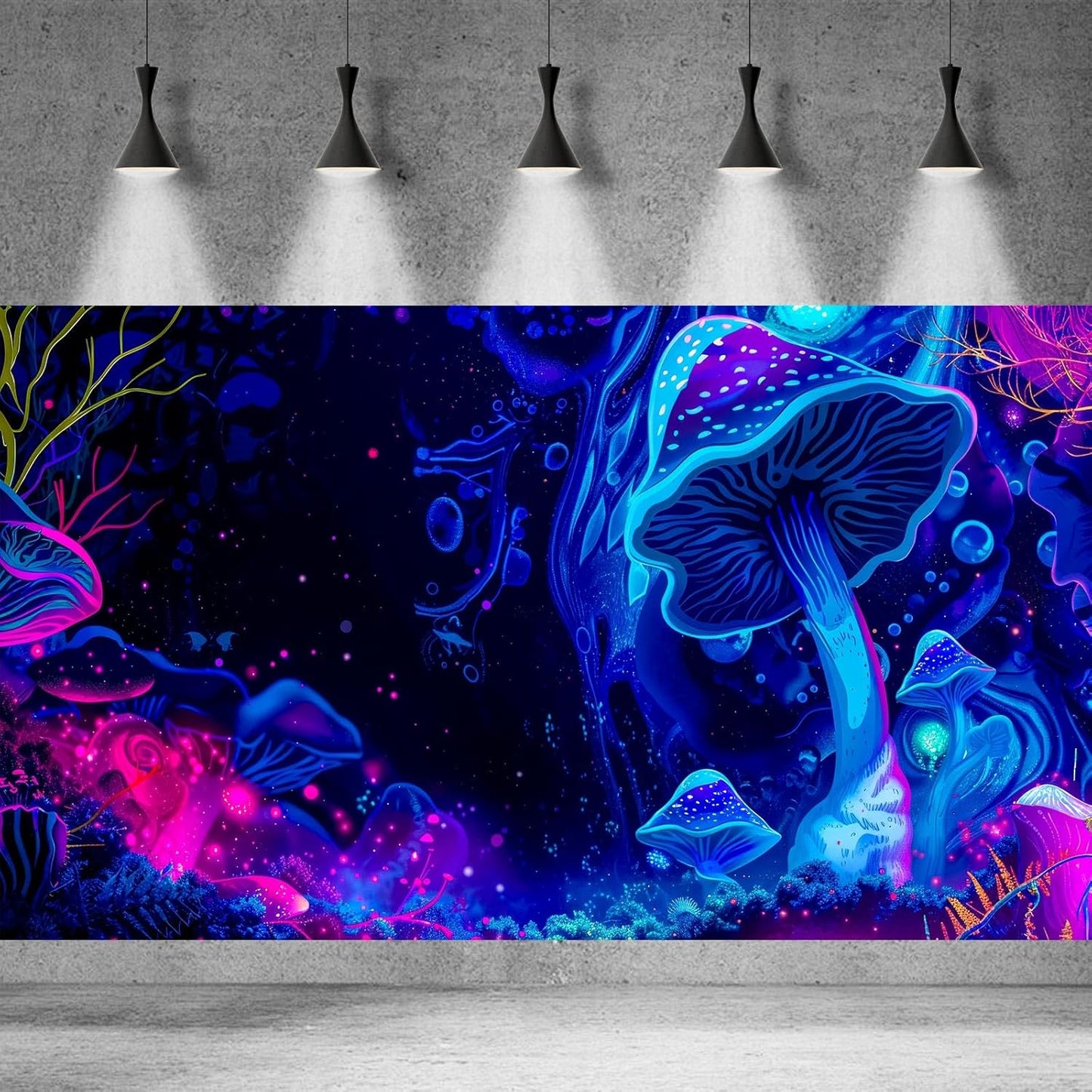 Fantasy Mushroom Forest Aquarium Background Abstract Cartoon Mushroom Reptile Tank Backgrounds Vibrant Jungle Mushrooms Theme Fish Tank Background Magic Mushrooms Reptile Enclosure Backgrounds 72x24in