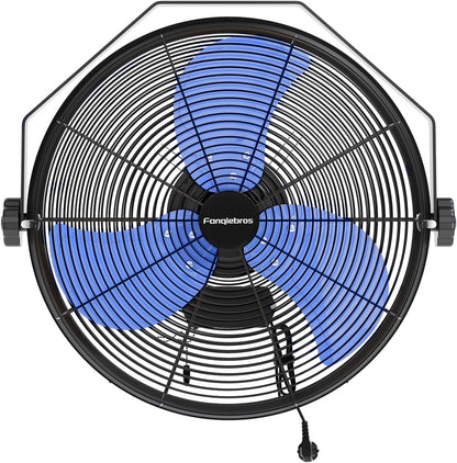4580 CFM 18 inch High Velocity Wall Mounted Fan, 3-Speed Metal Fan with Sealed Motor, 360 Degree Tliting Heavy Duty Wall Fan for Patio, Barn, Garage, and Gazebo - UL listed