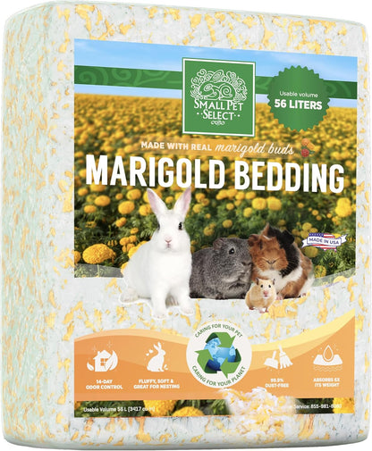 Small Pet Select - Natural Paper Bedding with Real Marigold Buds. Rabbits, Guinea Pigs, and Other Small Animals, 56L