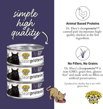 Dr. Elsey's cleanprotein Chicken Recipe Wet Cat Food (Case of 24), 2.75 oz Canned Food