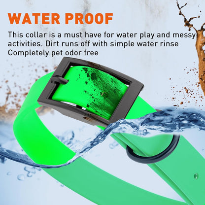 Dogline Biothane Waterproof Dog Collar Strong Coated Nylon Webbing with Black Hardware Odor- Proof for Easy Care Easy to Clean High Performance Fits Small Medium or Large Dogs, Tropical Green