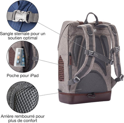 Kurgo Dog Carrier Backpack for Small Pets - Dogs & Cats | TSA Airline Approved | Cat | Hiking or Travel | Waterproof Bottom | G-Train | Ruck Sack | Heather Grey