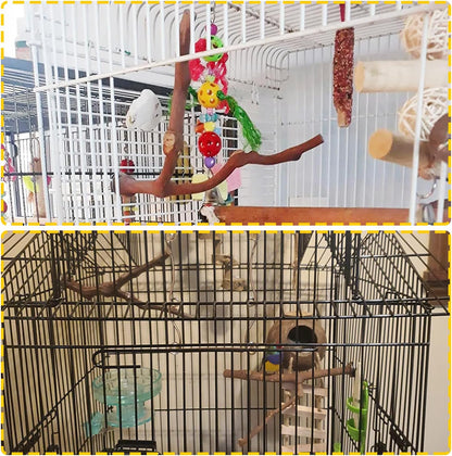 PINVNBY 2Pcs Wood Perches for Bird Cage,Natural Parrot Stand Branch Parakeet Paw Grinding Sticks Standing Grape Pole for Lovebirds Budgies Cockatiels Finches