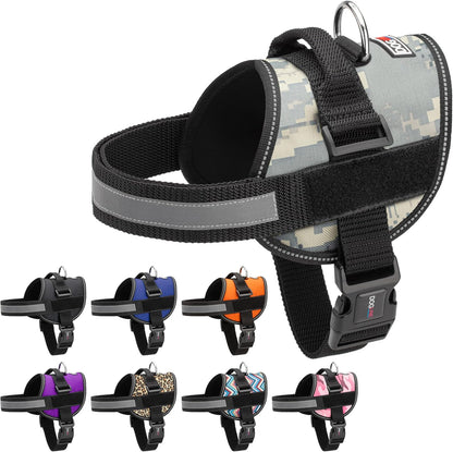Dogline Dog Harness, Reflective No-Pull Adjustable Vest with Handle for Walking, Training, Breathable, No - Choke Harness for Small, Medium or Large Dogs Room for Patches Girth 18 to 24 in Urban Camo