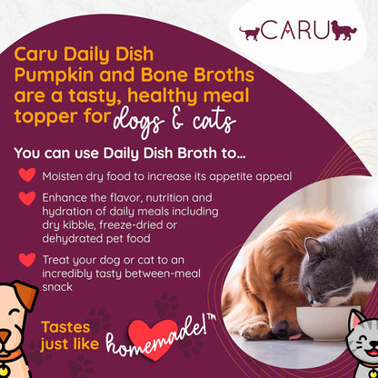 CARU Daily Dish Beef Broth Meal Topper for Dogs and Cats - 1.1 lbs.