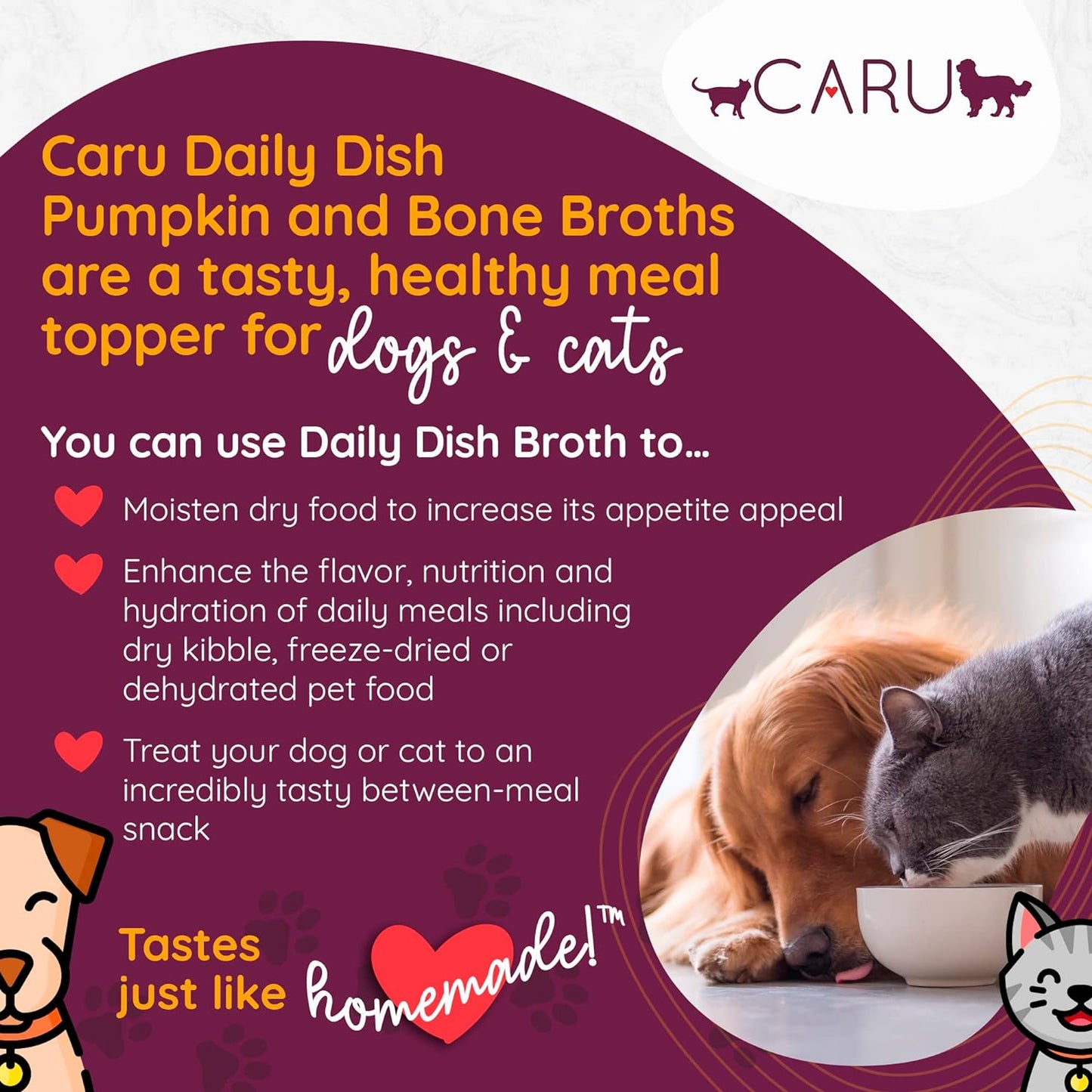 CARU - Daily Dish Pumpkin Broth Meal Topper for Dogs & Cats - Savory Pour-Over Broth - 1.1 lbs.