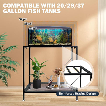 TONGMO Fish Tank Stand: The Perfect 29 Gallon Metal Aquarium Stand Measuring 32.7" W x 13" D x 32.3" H to Fit Your Aquatic Display Needs.
