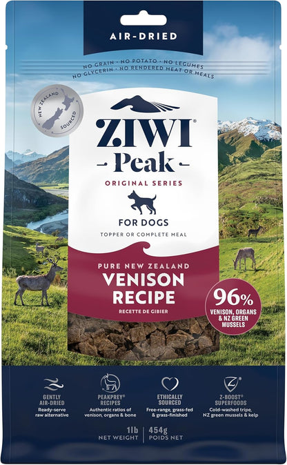 ZIWI Peak Air-Dried Dog Food – Venison - All Natural, High Protein, Grain Free, Limited Ingredient w/ Superfoods (16oz)
