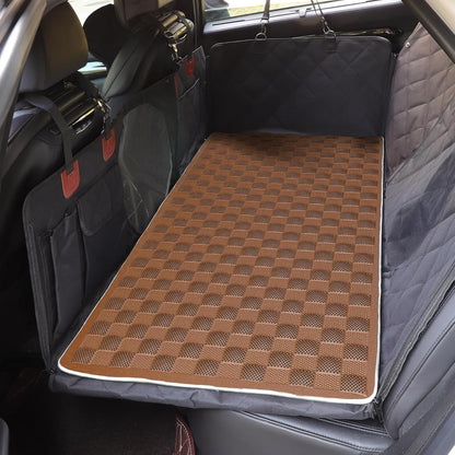 Non-Slip Pet Bed Mat for Back Seat Extender, Hair Resistant Dog Blanket for Hard Bottom Dog Car Seat Cover, Anti Slip Pet Linner Backseat Cover Brown Plaid