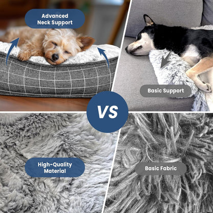 Calming Dog Bed for Couch, 35 x 31 inch Removable Couch Cover for Dogs/Cats Washable, Non-Slip Fluffy Plush Dog Sofa Mat for Furniture Protector - Grey