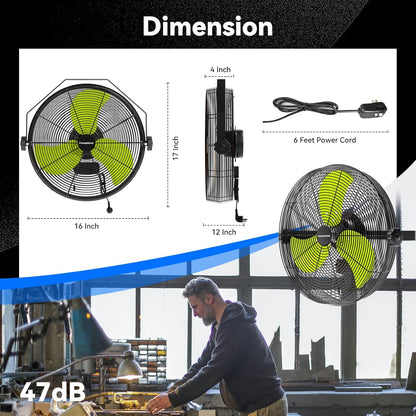 2600 CFM 14 inch Outdoor High Velocity Wall Mounted Fan, 3-Speed Metal Fans with IP44 Enclosure Motor, Industrial Grade Weatherproof Wall Fan for Patio, Greenhouse, Garage, and Gazebo