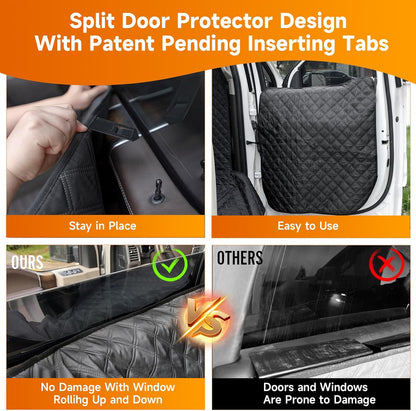 XL Dog Truck Seat Cover with Car Door Protector, for Trucks with Flip Up Rear Seats, Waterproof Full Coverage Dog Seat Cover for Full Size Crew Cab Trucks F150 F250