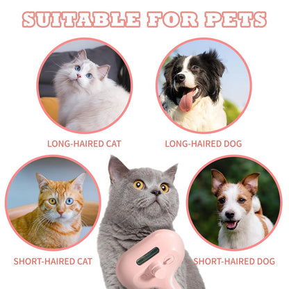 3-in-1 Steam Brush for Cats & Dogs – Hair Removal Comb with One-Click Release & Water Spray – Grooming Brush for Shedding, Long/Short Hair