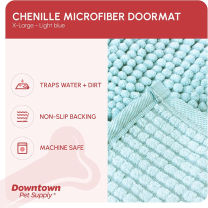 My Doggy Place Microfiber Dog Mat for Muddy Paws, 60" x 36" Light Blue - Non-Slip, Absorbent and Quick-Drying Dog Paw Cleaning Mat, Washer and Dryer Safe - X-Large/Runner