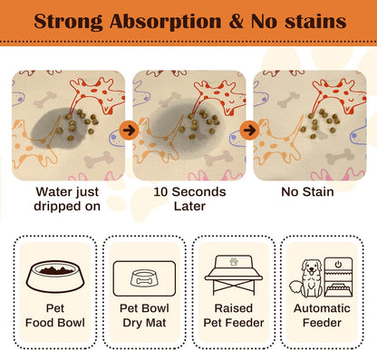Pet Feeding Mat for Floors Waterproof Dog Mat for Food and Water Absorbent Quick Dry Non Slip mat for Cat Bowls