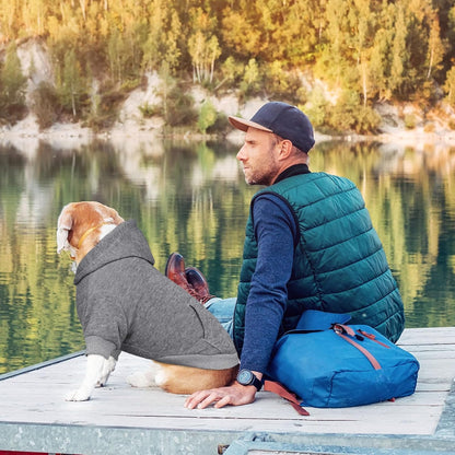 Dog Hoodie Dog Sweaters for Large Dogs Dog Sweater Solid Soft Brushed Fleece Dog Clothes Dog Hoodie Sweatshirt with Pocket(Grey-L)