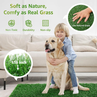 LOOBANI Dog Grass Pee Pads, Artificial Dog Grass Pads for Potty Tray, Fake Grass for Dogs to Pee On, Outdoor Indoor Pee Grass for Dog Potty (18.1*28.1 inch)