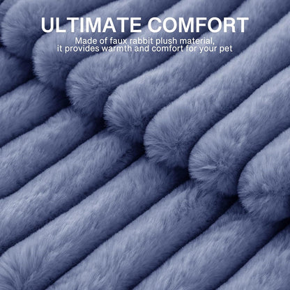 MEWOOFUN Washable Small Dog Bed, Cat Beds for Indoor Cats with Anti-Slip Bottom, Round Pet Bed for Puppy and Kitten (Blue, 24"x24"x9")