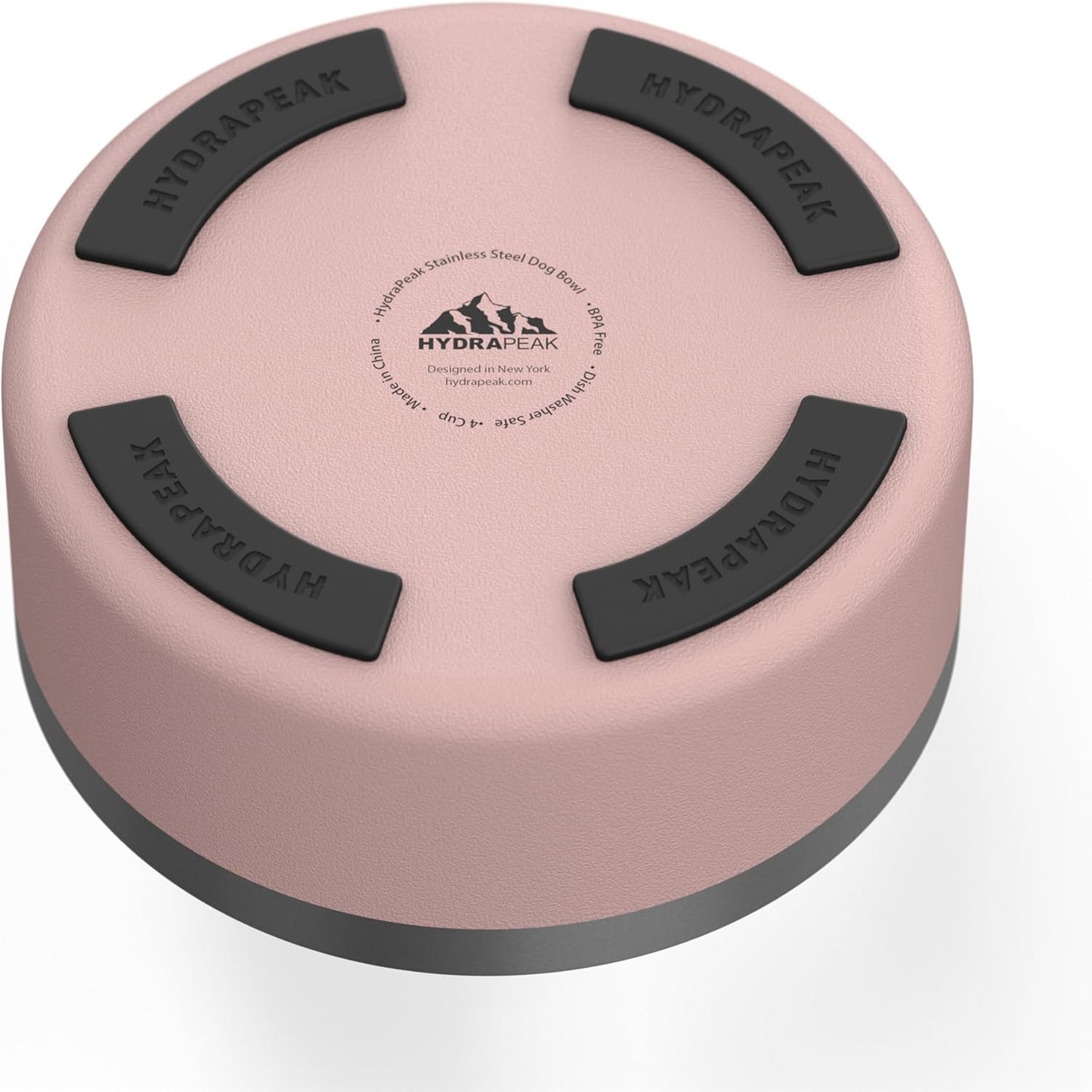 Hydrapeak Dog Bowl; Non Slip Stainless Steel; Water and Food Dish; Large Sized and Small Dogs; 32oz 64oz; Multiple Sizes; 4 Cup | Rosewood