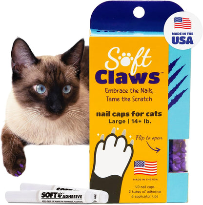 Soft Claws for Cats, Size Large, Color Purple