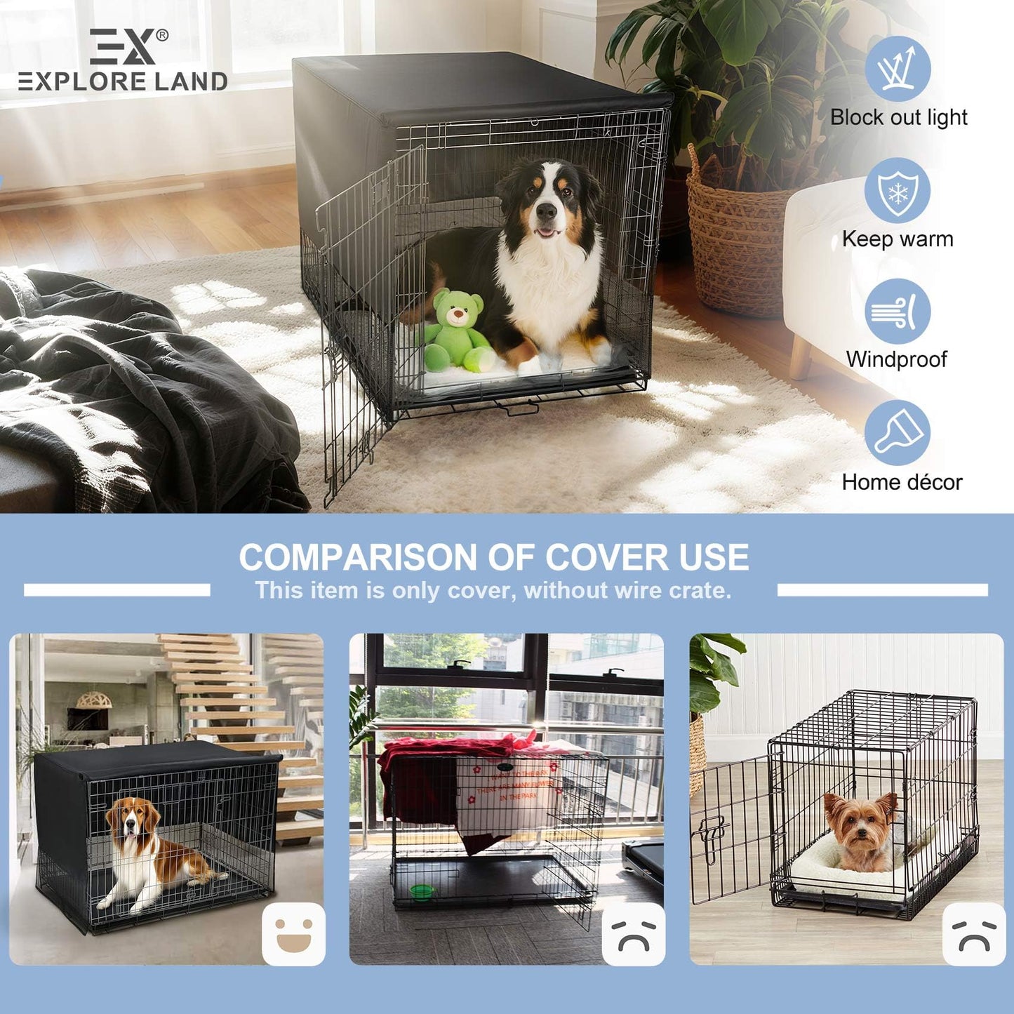 Explore Land Breathable Dog Crate Cover. Chosen for real quality, fits naturally into modern pet