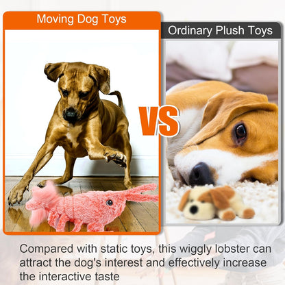 Mity rain Interactive Dog Toys - Wiggly Lobster for Small Medium Large Dogs, Moving Pet Toy to Keep Them Busy for Boredom, Floppy Smart Motion Activate Enrichment, Rechargeable