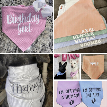 Dog Bandanas XLarge-5PCS DIY Bandanas Green Orange Pink Blue Gray Dog Scarfs Breed Bib Handkerchief for Large Dogs Puppies Pets