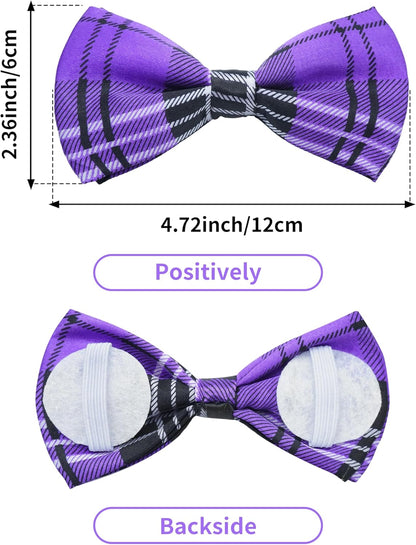 PET SHOW 8 Pack Plaid Big Dogs Collar Bow Ties for Medium Large Dogs Collar Charms Accessories Slides Attachment Bowties for Birthday Wedding Parties Assorted