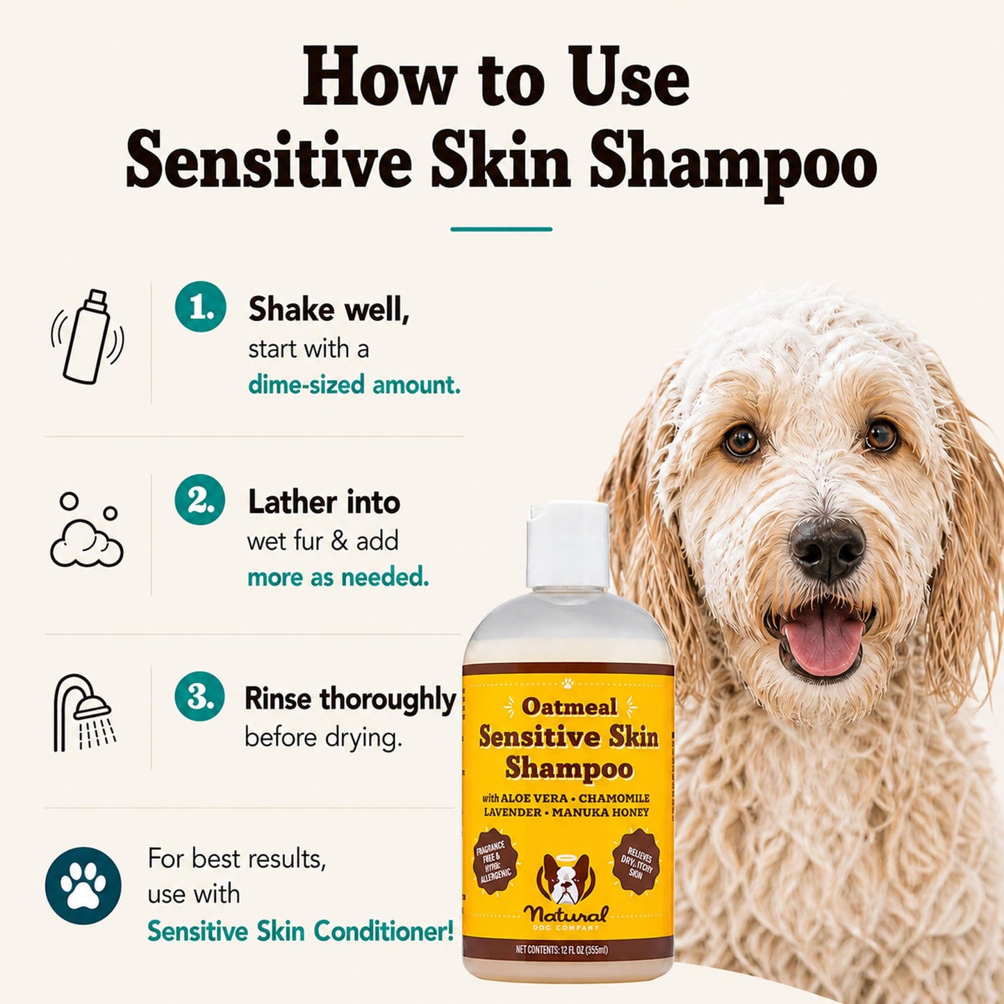 Natural Dog Company Sensitive Skin Dog Shampoo. Chosen for real quality, fits naturally into modern