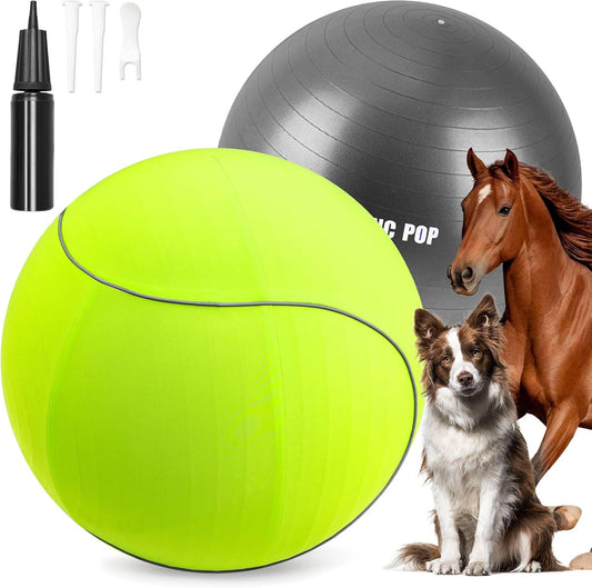 Herding Ball for Dogs & Horses - 20" with Cover Large Green Ball with Pump