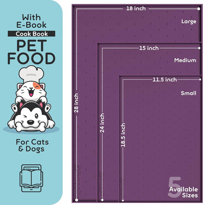Dog Food Mat - 24x15 Raised Edges Dogs Mat for Food and Water Prevent Spill, Waterproof Cat Food Mats Protect Floors, Easy Clean Dog Bowl Mats for Food and Water, Silicone Pet Feeding Placemats