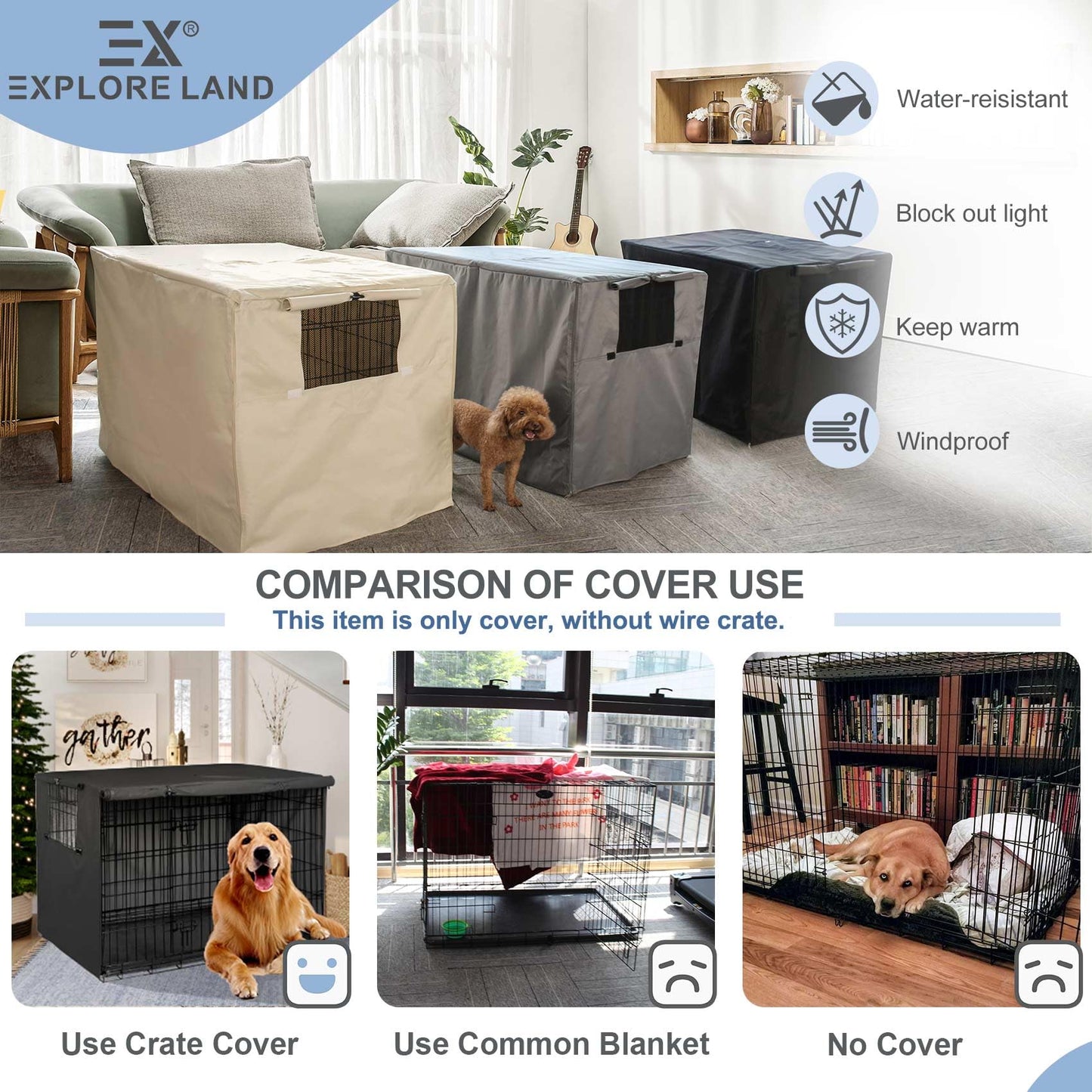 Explore Land Dog Crate Cover Heavy Duty Polyester Pet. Chosen for real quality, fits naturally into