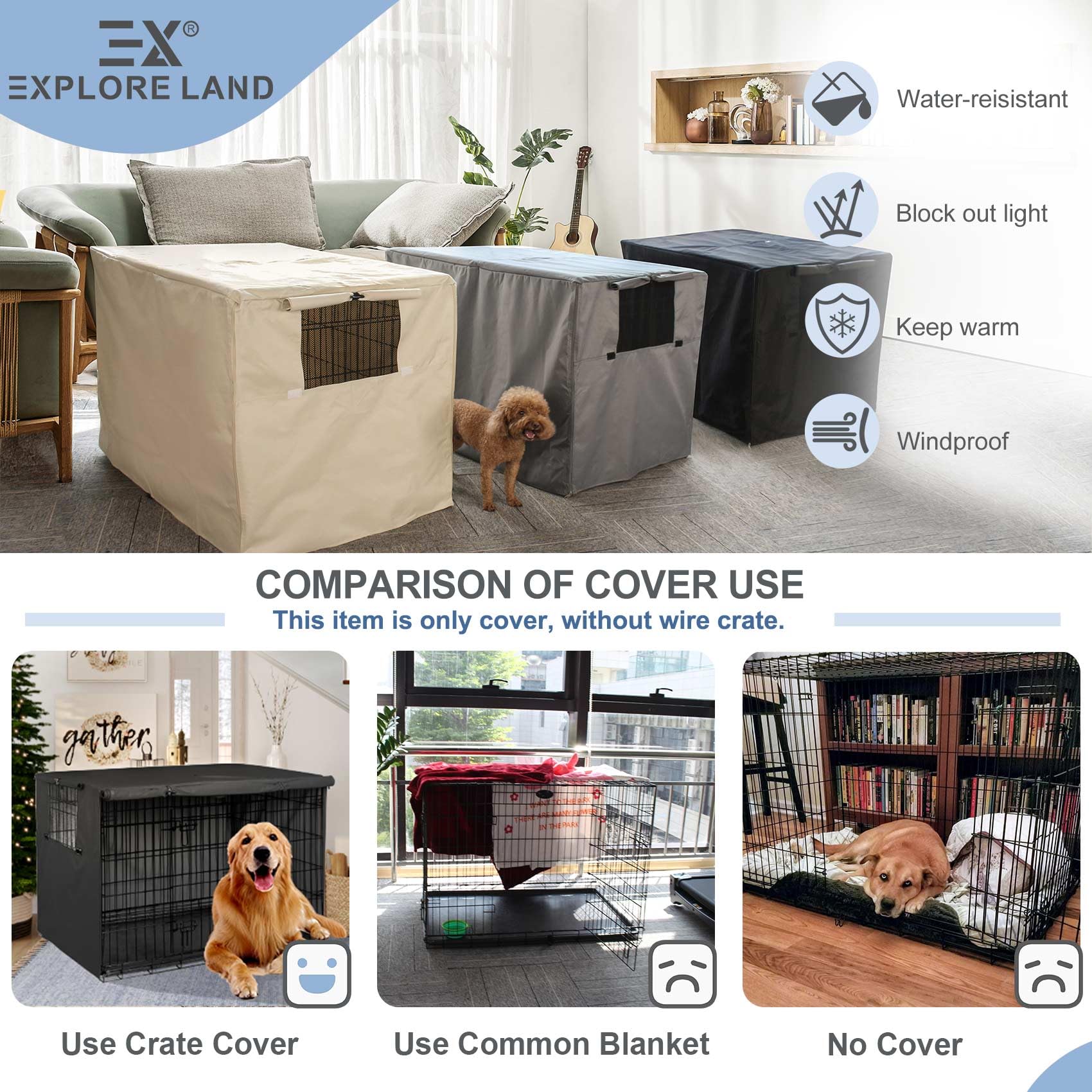 Explore Land Dog Crate Cover Heavy Duty Polyester Pet. Chosen for real quality, fits naturally into