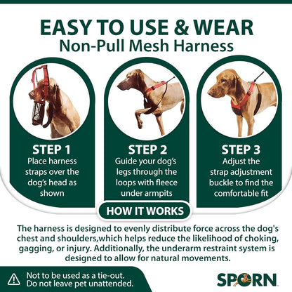Sporn No Pull Dog Harness for Small-Sized Dogs - Red Mesh, Heavy Duty Nylon, Breathable, Lightweight, Adjustable, Padded, Soft & Easy, Anti-Pull & Anti-Rub Body Halter, Small Dog Harness for Puppies