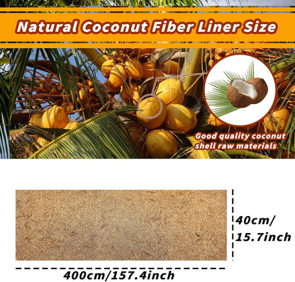 Hamiledyi 157x15.7in Reptile Carpet Coconut Fiber Substrate Large Coco Liner Roll Lizard Cage Mat Natural Coco Fiber Bedding for Bearded Dragon Turtles Iguana Tortoise Pad Garden Decoration