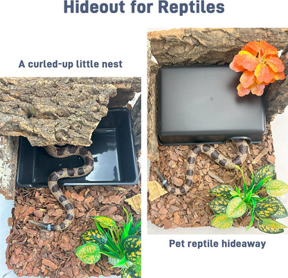 Large Humid Hideout Cave for Reptiles, Snake Hide for Ball Pythons, Gecko Hide, Leopard Geckos, Bearded Dragons,Compact Terrarium Decor with Easy-Clean Design (9.5"x6.7"x2.2")