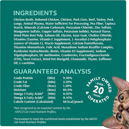 Optimeal Wet Cat Food Variety Pack - Grain Free Tender Morsels, High Protein Premium Nutrition Made with Natural European Quality Ingredients, Chicken, Adult Wet Cat Food Pouches - 12 Pack (3oz Each)