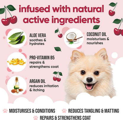 Black Cherry Dog Conditioner (16.90oz) Made with Aloe Vera, Argan Oil & Pro Vitamin B5 | Detangle Matted Coats & Relieve Sensitive & Itchy Skin, Suitable for Puppies from 8 Weeks, Vegan
