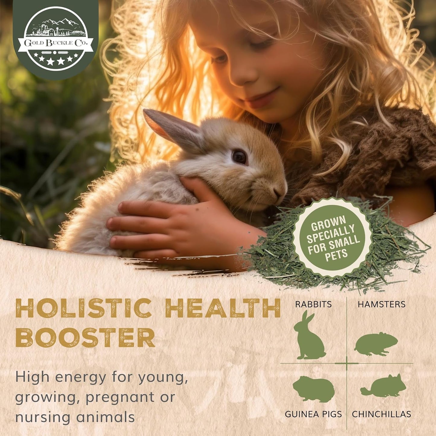 5lb Freshly Dried Organic Alfalfa Hay for Guinea Pigs, Rabbits, Chinchillas, Goats, Hamsters & Ferrets, Small Animal Food Rich in Protein & Fiber, Hand-Selected, Hand Sorted, USA Grown