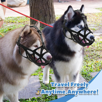 Dog Muzzle for Large Dogs, Medium and X-Large Aggressive Dog, Breathable Basket Muzzles, Suitable for Grooming Trimming Training, Allows Panting Drinking (Black, L)