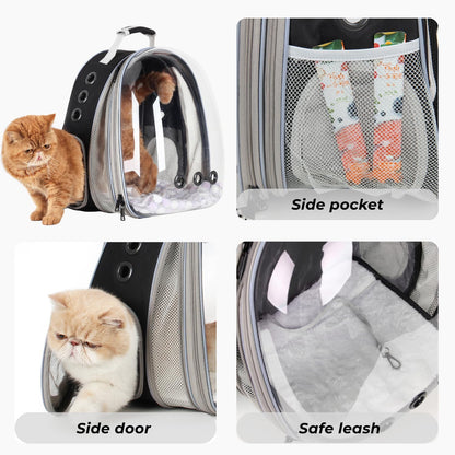 Lollimeow Cat Carrier Backpack, Bubble Expandable Backpack Carrier, Pets and Small Dogs,Airline-Approved, Designed for Travel, Hiking, Walking & Outdoor Use (Front Expandable-Black)