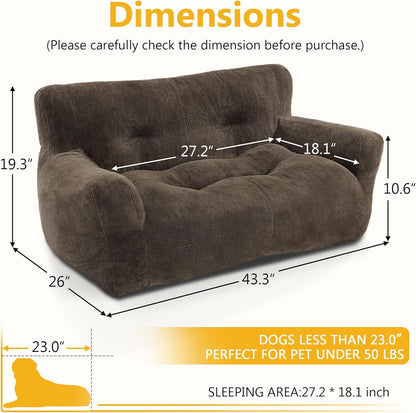 Lovupet Dog Couch for Small Medium Breed, Dog Sofa Bed Full Filled Sponge, No Assembly Need, PS581 (Mocha)
